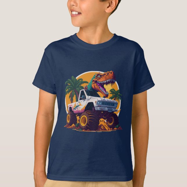 Camiseta T-Rex Monster Truck Kids T-Shir (Frente)
