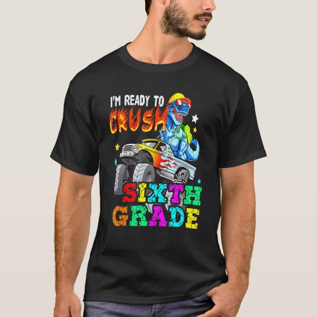 Camiseta T Rex no Caminhão Monstro - Estou Pronto para Esma (Frente)
