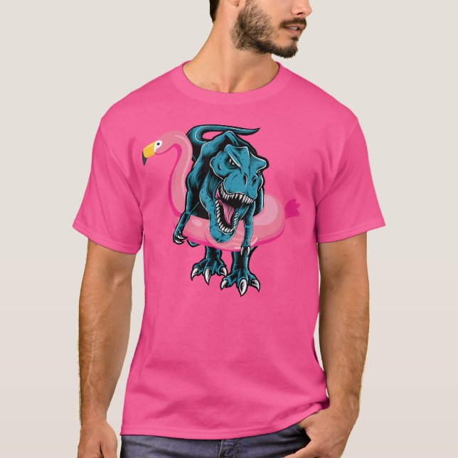Camiseta T-Rex No Flamingo Float Funny Piscina Party T-Rex  (Frente)