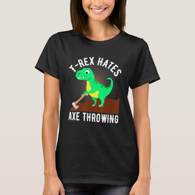 Camiseta T Rex Odeia Ax Jogando Ax Para Lumberja (Frente)