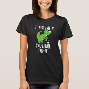 Camiseta T Rex Odeia Brincadeiras de Bola de Neve Neve Jog