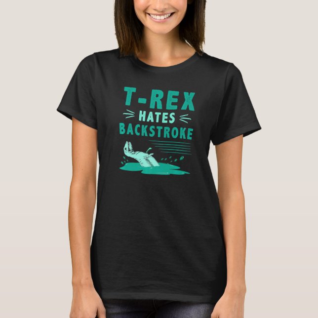 Camiseta T Rex Odeia Caipira Fundo Dinossauro Nadando (Frente)