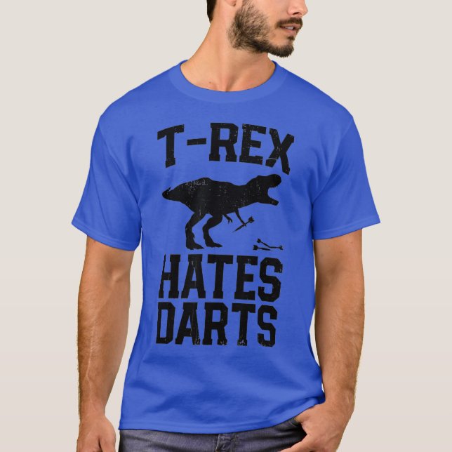 Camiseta T rex Odeia Dardos Jogador de Dart Engraçado Homen (Frente)