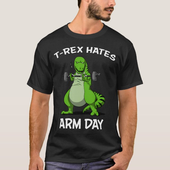 Camiseta T-Rex Odeia Dia de Braço (Frente)