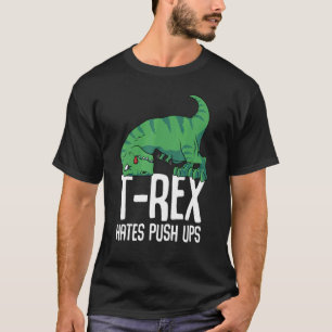 Camiseta T Rex Odeia Empurrar Ups Armas Curtas de Gym Dino