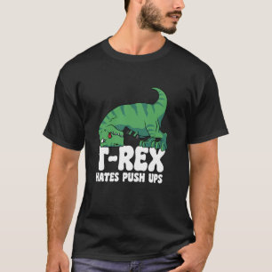 Camiseta T Rex Odeia Empurrar Uvas Armas Curtas de Gym Dino