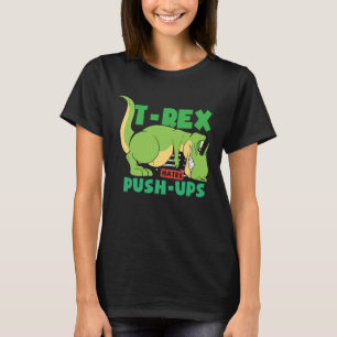 Camiseta T Rex odeia flexões na academia