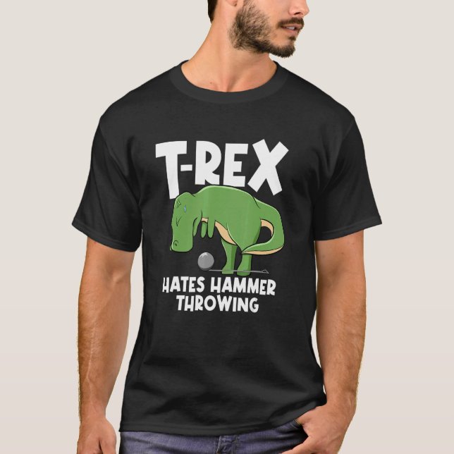 Camiseta T Rex Odeia Hammer Jogando Dinossauro Hammer (Frente)