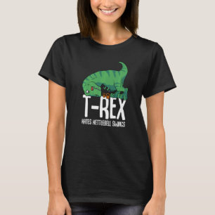 Camiseta T Rex Odeia Kettlebell Gym Armas Curtas Dino TRex