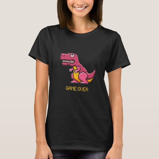 Camiseta T Rex Pixel Jogos Dinossauro Legal Dinossauro Gráf (Frente)