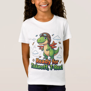 Camiseta T-Rex Pronta Para Decolar Dinossauro Fofo