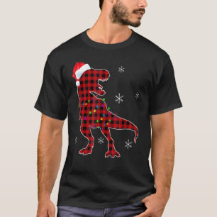 Camiseta T Rex Red Buffalo Xadrez Dinossauro Pijama de Nata