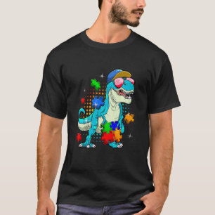 Camiseta T Rex Segurando Puzzle Roupa Divertida Conscientiz