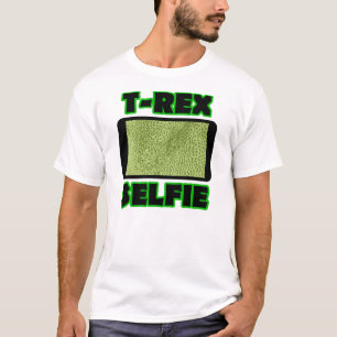 Camiseta T-Rex Selfie Braços Curtos Engraçados Dinossauro