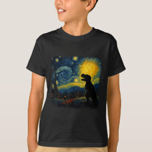 Camiseta T Rex Starry Night Van Gogh Dinosaus Oferece Homen