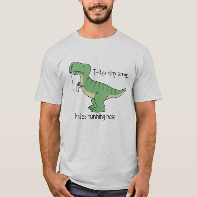 Camiseta T-Rex tiny arms hates running nose (Frente)