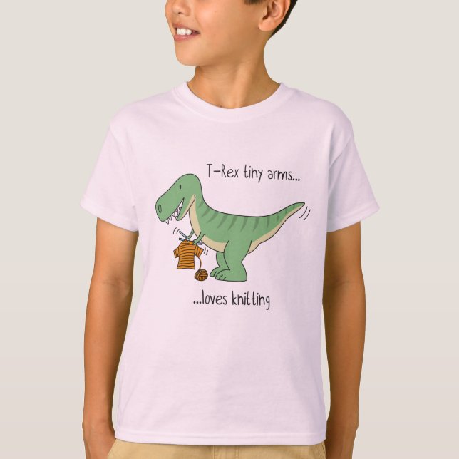 Camiseta T-Rex tiny arms: knitting (Frente)