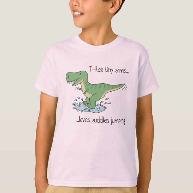 Camiseta T-Rex tiny arms: puddles jumping (Frente)