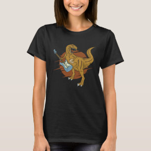 Camiseta T rex tocando Guitarra para Fãs de Metal e Guitarr