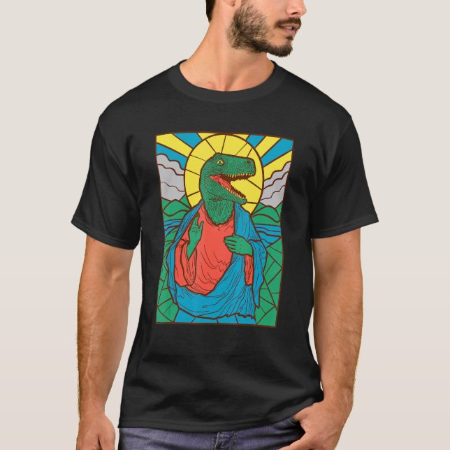 Camiseta T Rex Trex Jesus  Religion Church Mosaic Art (Frente)
