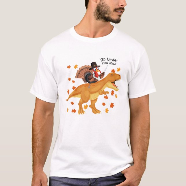 Camiseta T Rex Turquia Andando Dinossauro Rex Engraçado Boy (Frente)