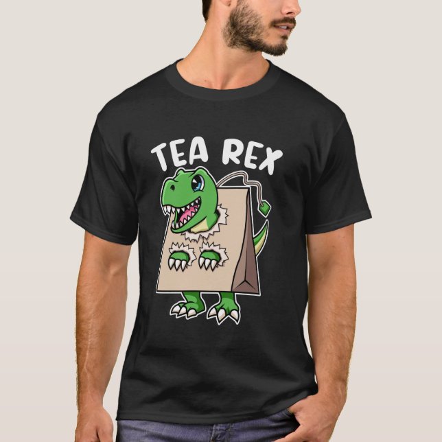 Camiseta T-Rex Tyrannosaurus Rex Tea Drinker Dino com Tea (Frente)
