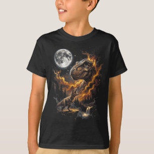 Camiseta T rex uivando para a lua retrô 90s engraçado