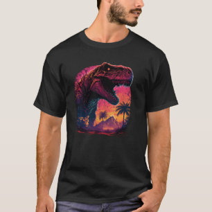 Camiseta T Rex Vaporwave Aesthetic Style Used Look Distress