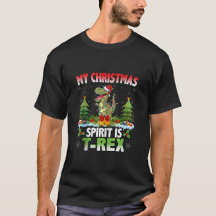 Camiseta T Rex Vestindo Papai Noel Meu Espírito De Natal É