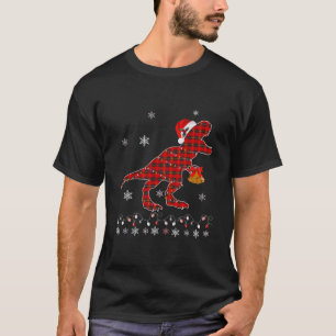 Camiseta T Rex Xadrez Red Buffalo Dinossauro de Natal Pijam