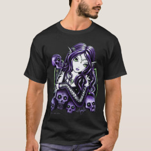 Camiseta T roxo do país das fadas do crânio do Dia das