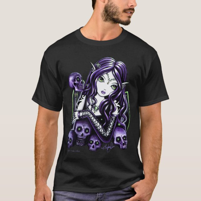 Camiseta T roxo do país das fadas do crânio do Dia das (Frente)