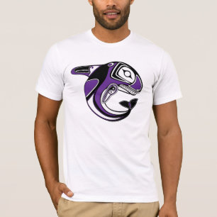 Camiseta T roxo do Totem da baleia dos homens