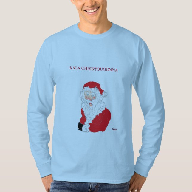 CAMISETA T-S NATAL DE MERCADORIAS EM GREGO: KALA CHRISTOUGE (Frente)