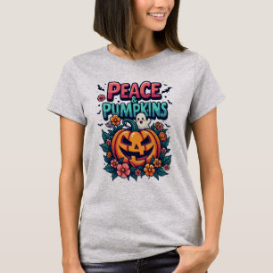 Camiseta T-shir do Halloween da Paz e da Pumpkin