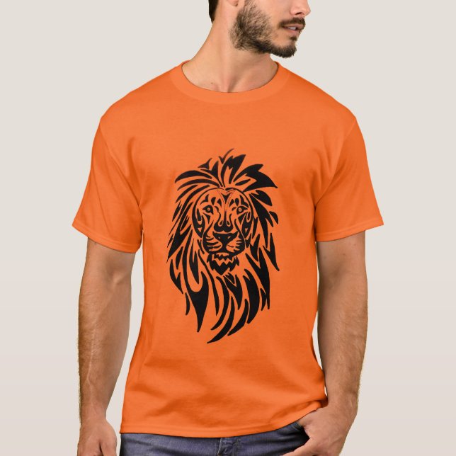 Camiseta T-Shirt 002 - Leão - Laranja (Frente)