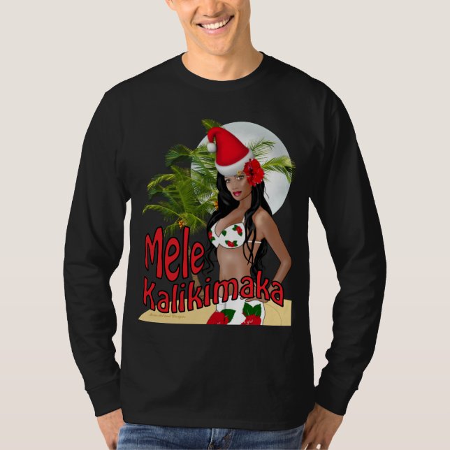 Camiseta T-shirt 04 do Natal de Mele Kalikimaka do Pinup de (Frente)