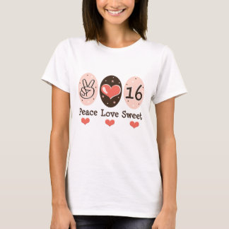 Camiseta T-shirt 16 do doce dezesseis do amor da paz