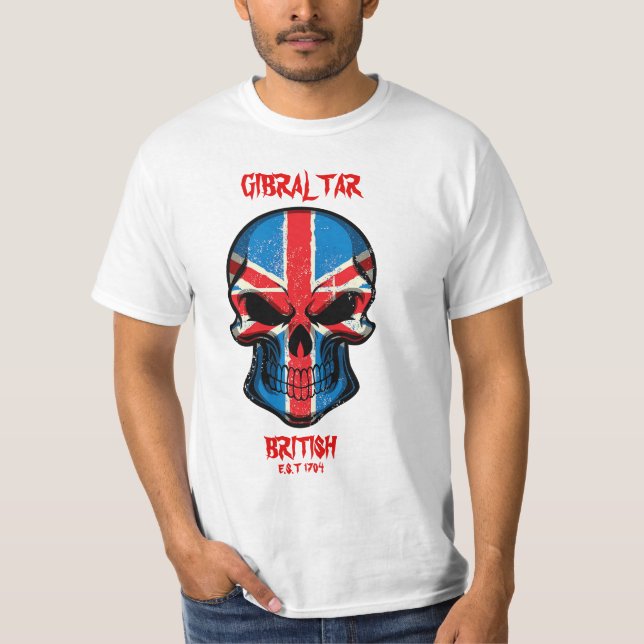 Camiseta T-shirt 1704 britânico do Scull de Gibraltar est (Frente)