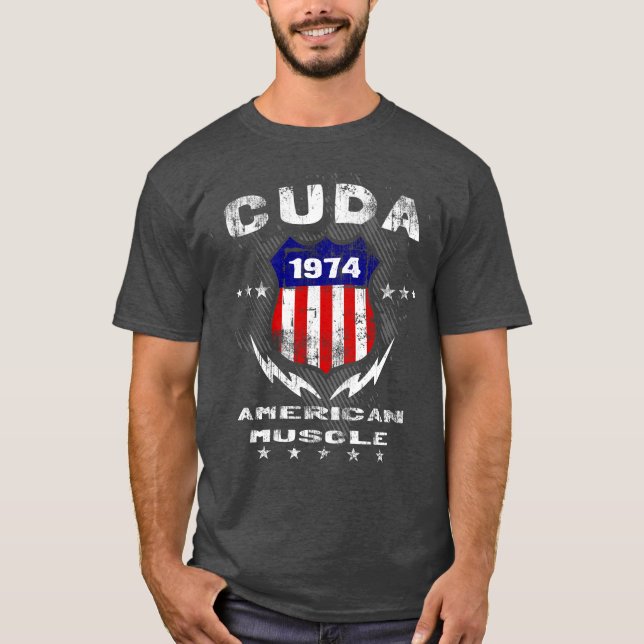 Camiseta T-shirt 1974 americano do músculo de Cuda (Frente)