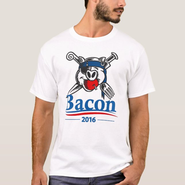 Camiseta T-shirt 2016 do bacon do acampamento (Frente)