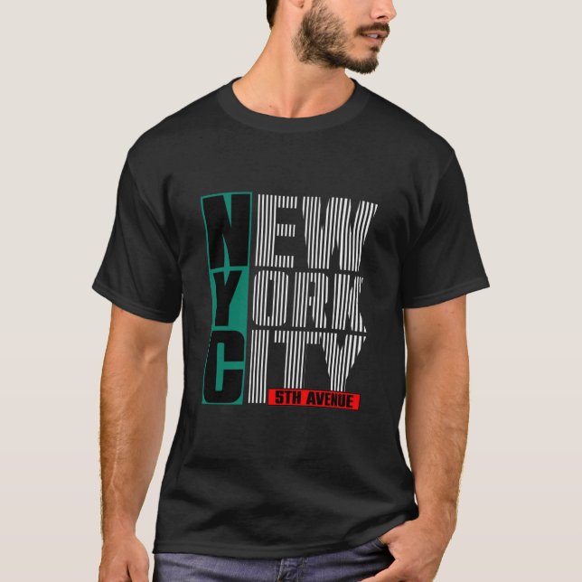 Camiseta T-shirt 5th AVENUE New York City GREEN Art Design (Frente)