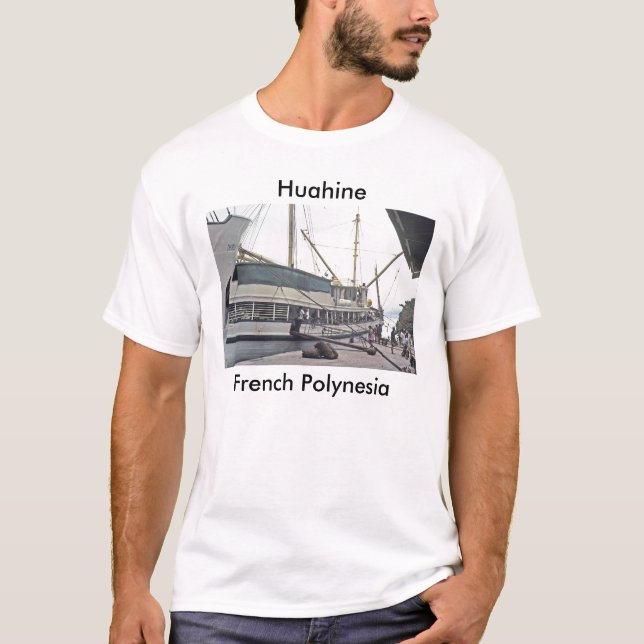 Camiseta T-shirt, a doca em Huahine, Polinésia francesa (Frente)