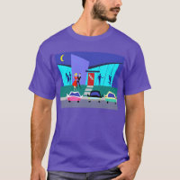 T-shirt aberto retro da festa em casa