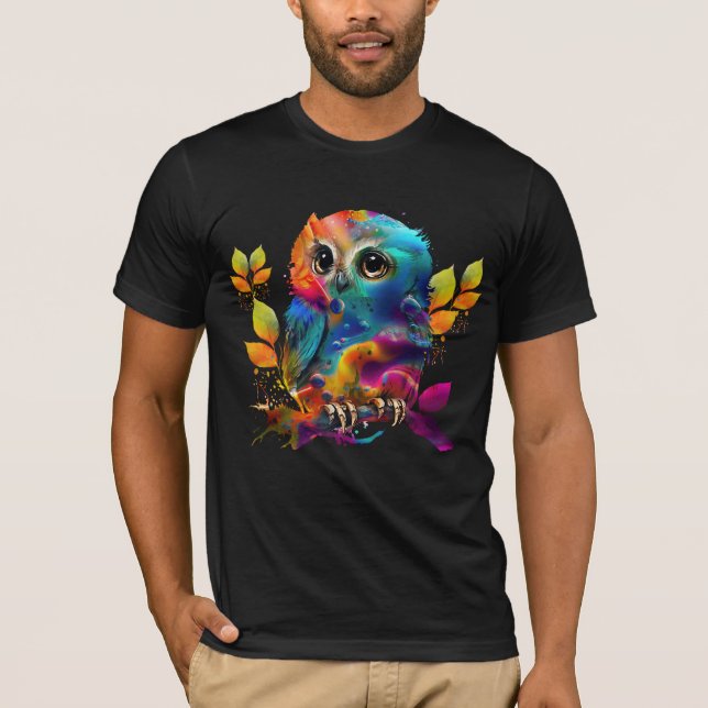 Camiseta T-Shirt ABSTRATO COLORFUL OWL (Frente)