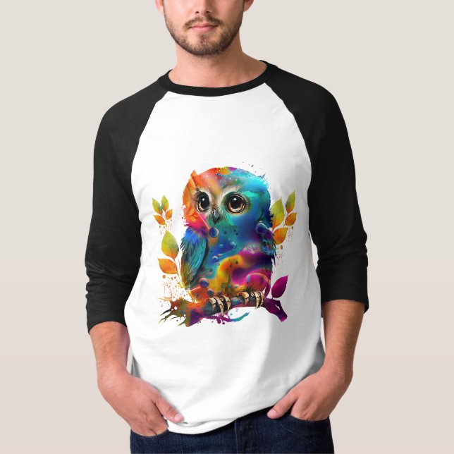 Camiseta T-Shirt ABSTRATO COLORFUL OWL (Frente)