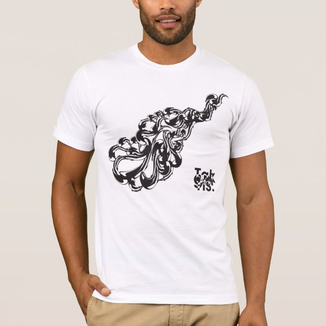 Camiseta T-shirt abstrato do costume do ornamento da onda (Frente)