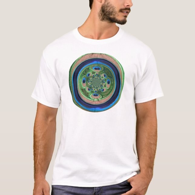 Camiseta T-shirt abstrato dos homens do pavão (Frente)