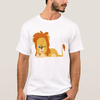 Camiseta T-shirt acordado bonito do leão dos desenhos