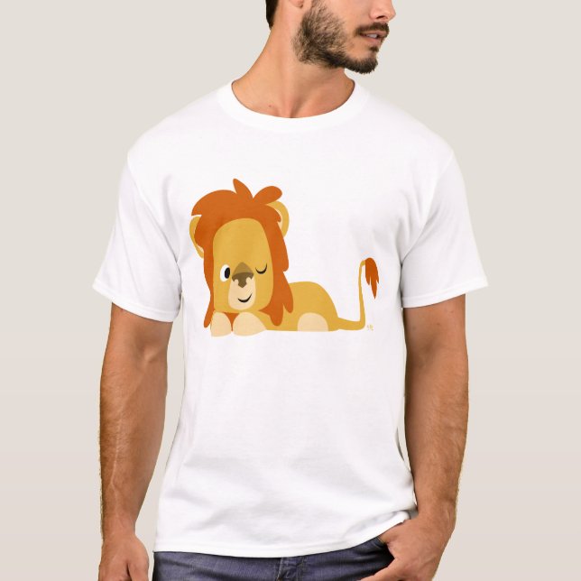 Camiseta T-shirt acordado bonito do leão dos desenhos (Frente)